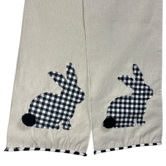 Pier 1 Imports Table Runner 105" x 12.5" Gingham Bunny Rabbits - Picture 1 of 16